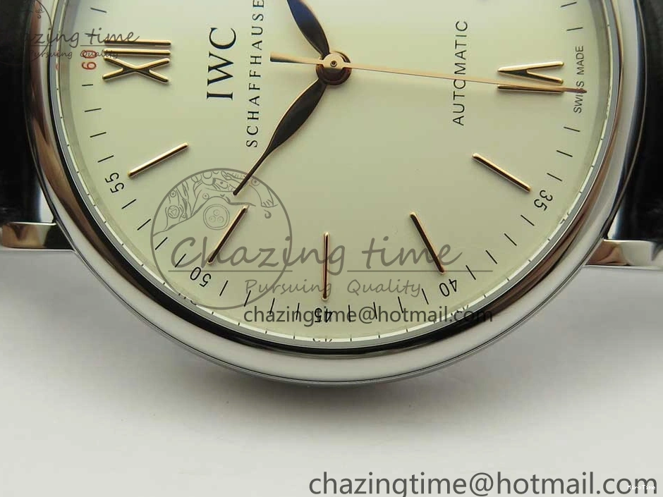 MIROTIME 1228 Portofino Automatic SS FKF 1:1 Best Edition White Dial RG Markers on Black Leather Strap A Stretchable 7141